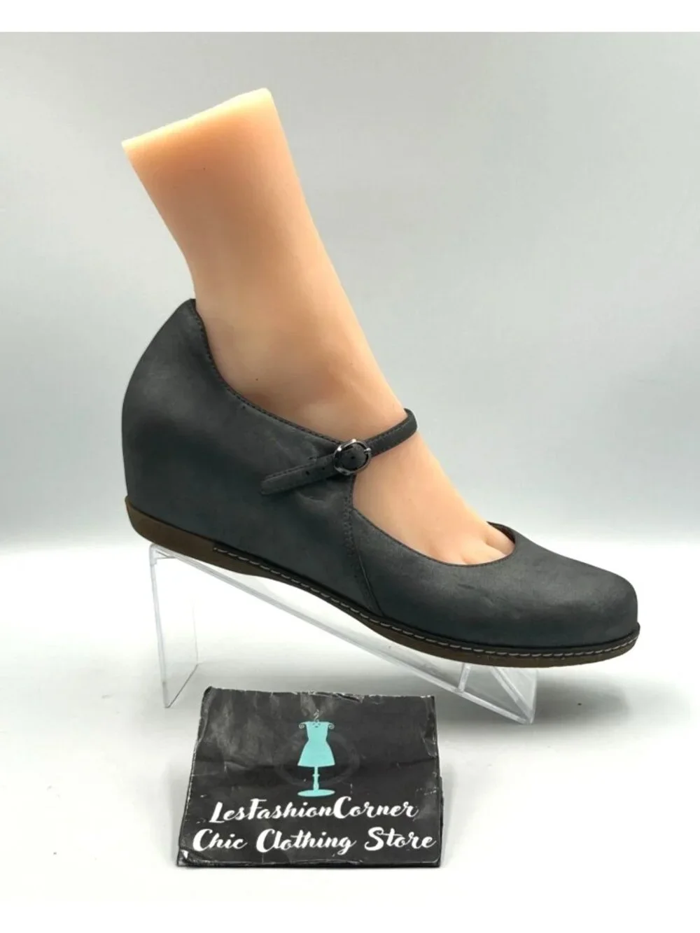 Dansko Women's Metallic Gray Leather Loralie Mary Jane Wedge Shoes Sz 10.5 3520